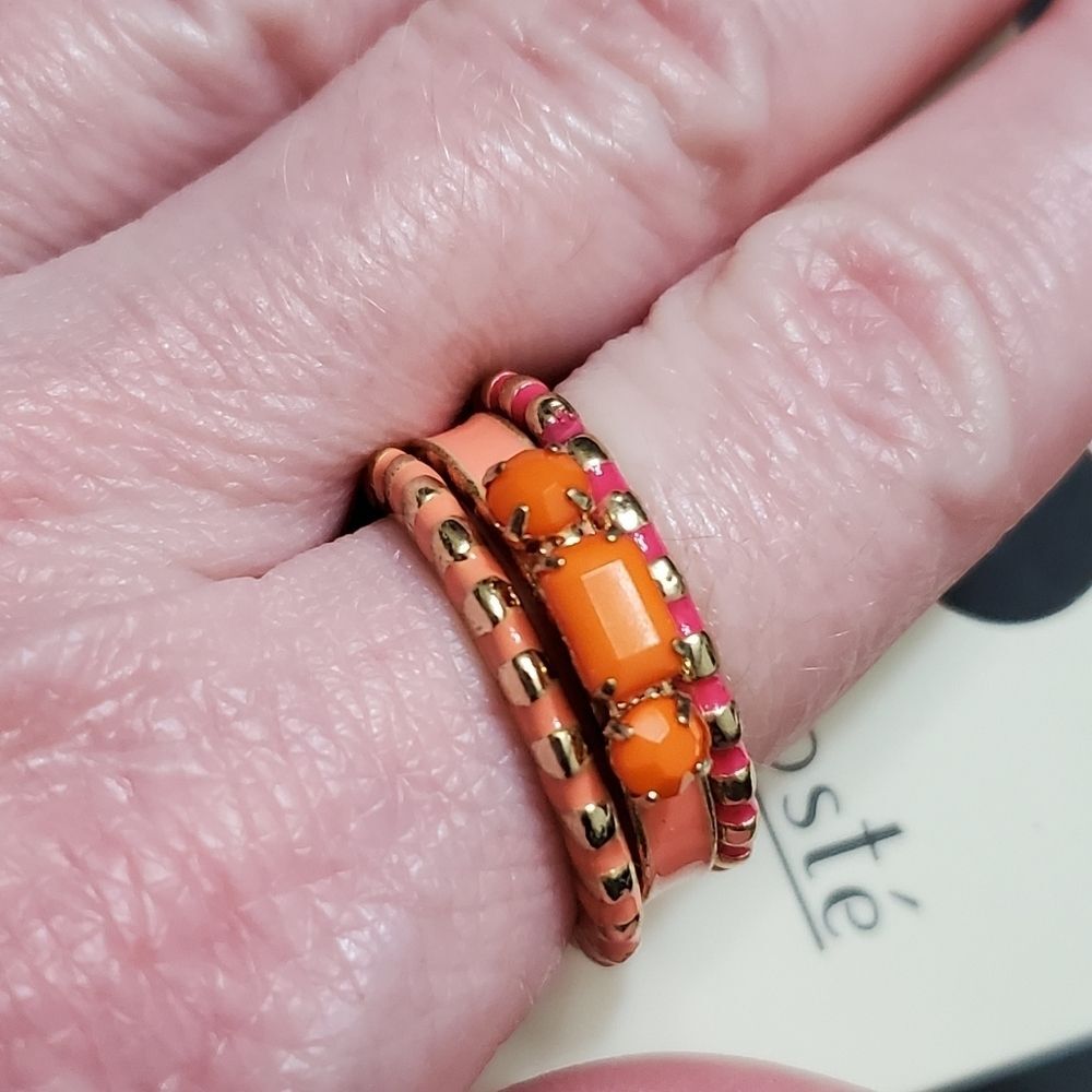 Stackable pink and orange-ish peach ring set Size 6